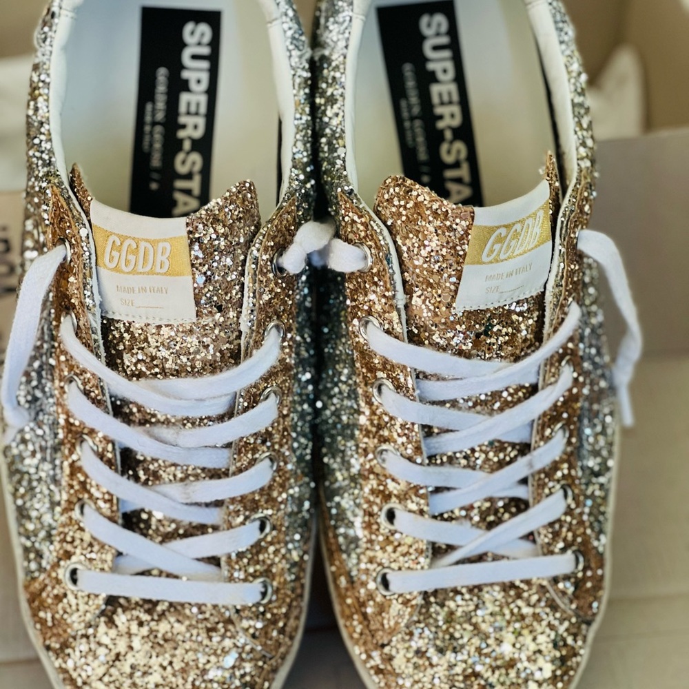 Golden Goose Limited SuperStar Bicolor Low Rise Sneaker Silver Gold Size 41/11